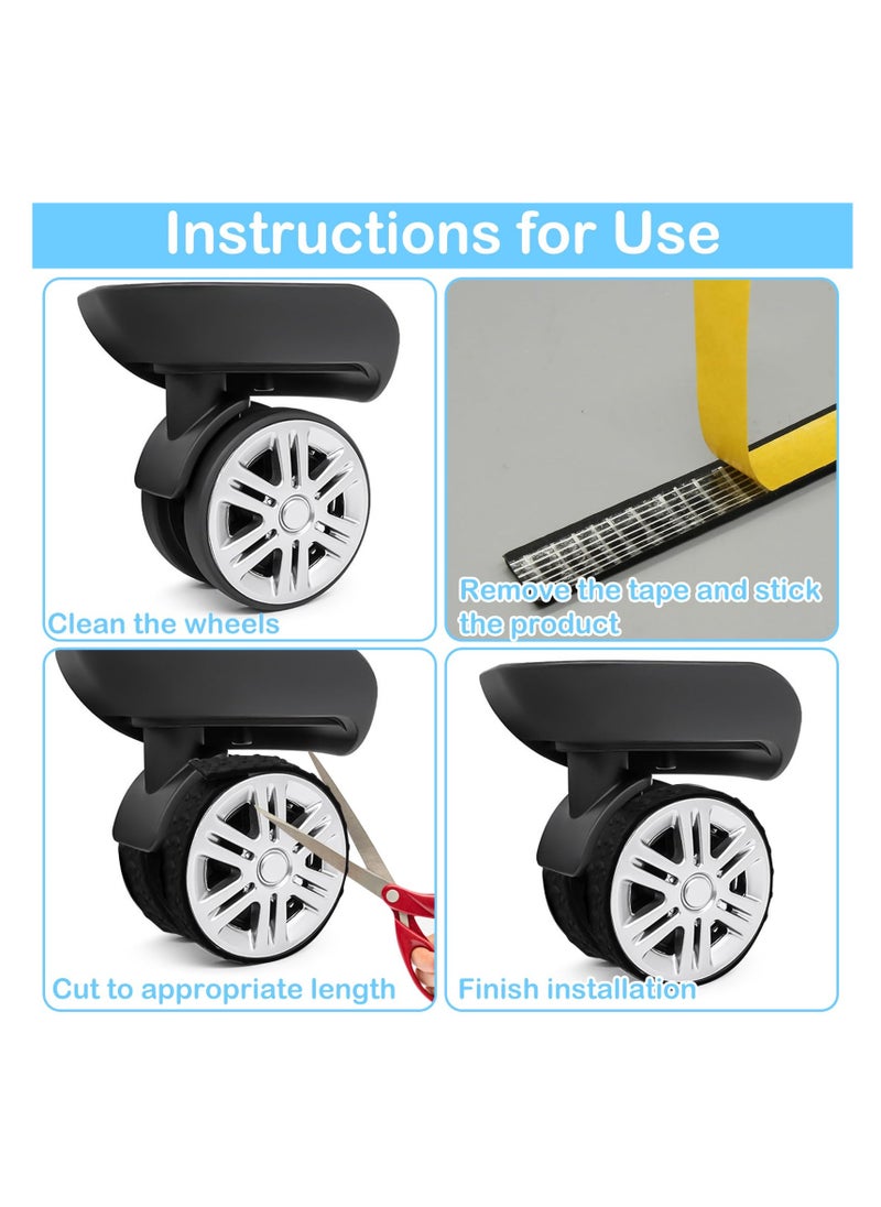 Luggage Wheel Covers, 8 Pcs Travel Suitcase Wheel Cover, Silicone Luggage Cover Protector Suitcase Wheel Covers, Silent Luggage Compartment Wheel Cover, for Suitcase (Black)