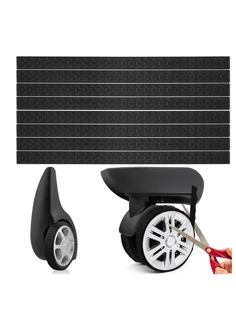 Luggage Wheel Covers, 8 Pcs Travel Suitcase Wheel Cover, Silicone Luggage Cover Protector Suitcase Wheel Covers, Silent Luggage Compartment Wheel Cover, for Suitcase (Black)