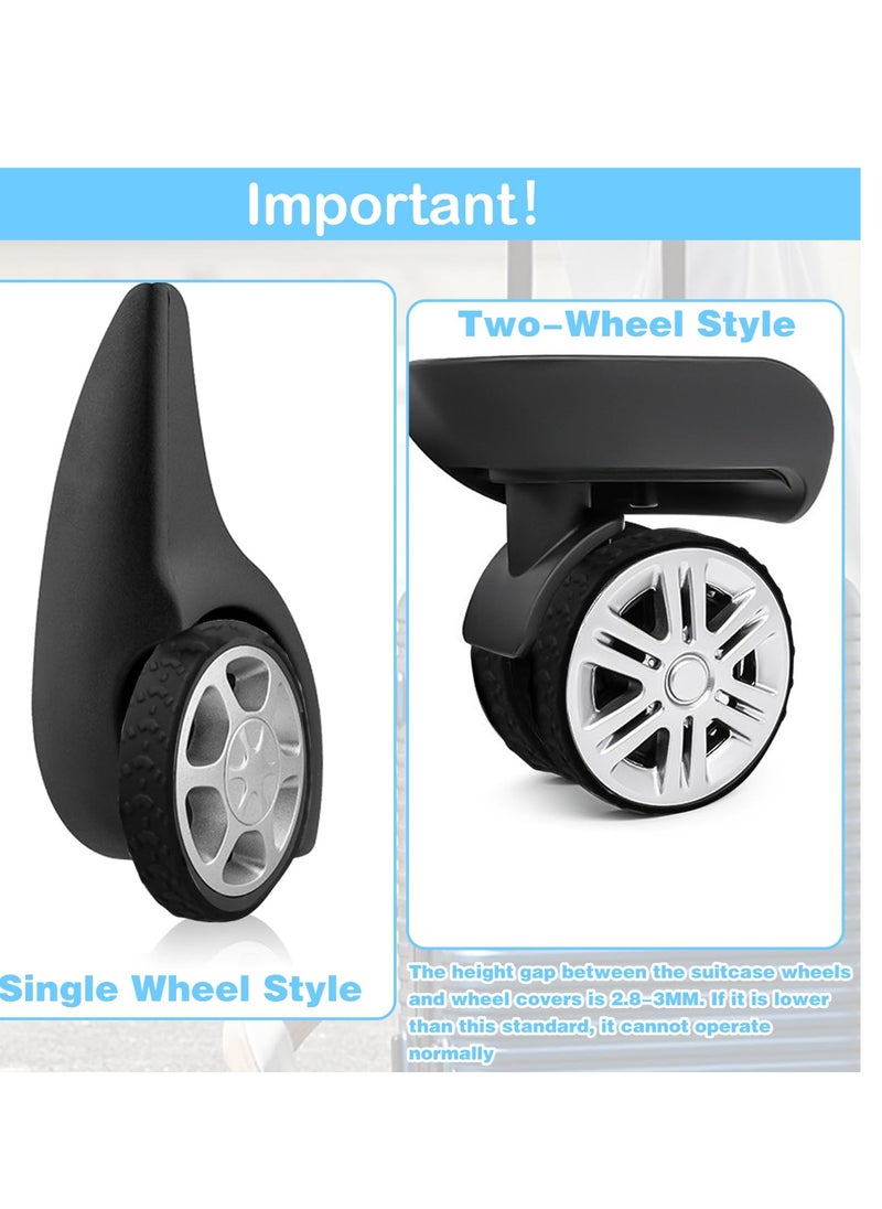 Luggage Wheel Covers, 8 Pcs Travel Suitcase Wheel Cover, Silicone Luggage Cover Protector Suitcase Wheel Covers, Silent Luggage Compartment Wheel Cover, for Suitcase (Black)