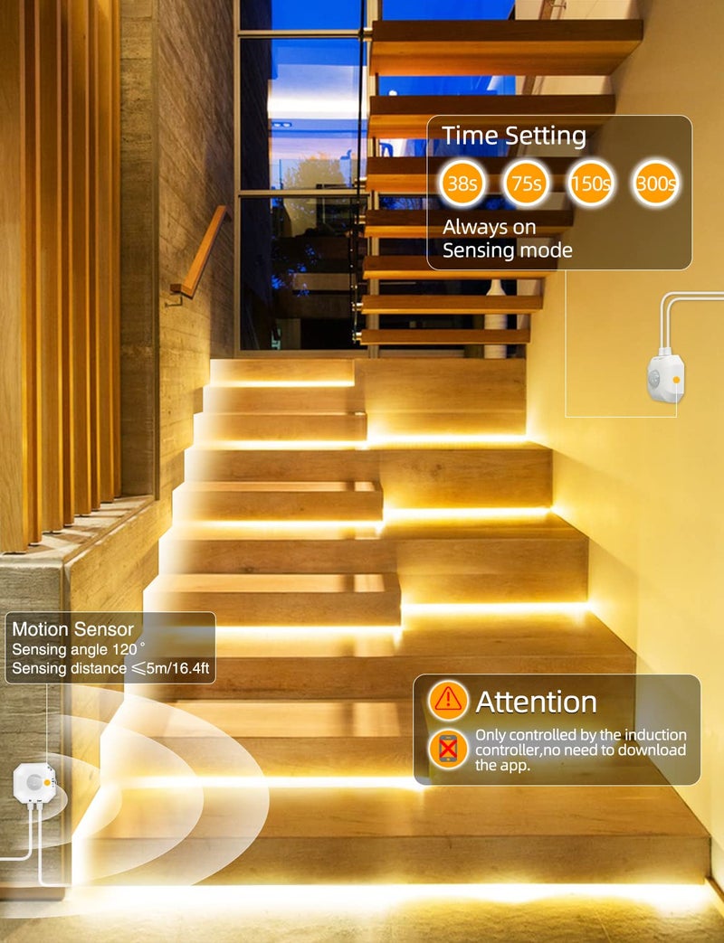 MATICOD Motion Sensor Light Indoor Under Bed Lights Under Cabinet Lights, Motion Activated Led Light Strip for Bedroom,Warm White LED Closet Light Motion Sensored Under Cabinet Lighting NO APP - Image 4