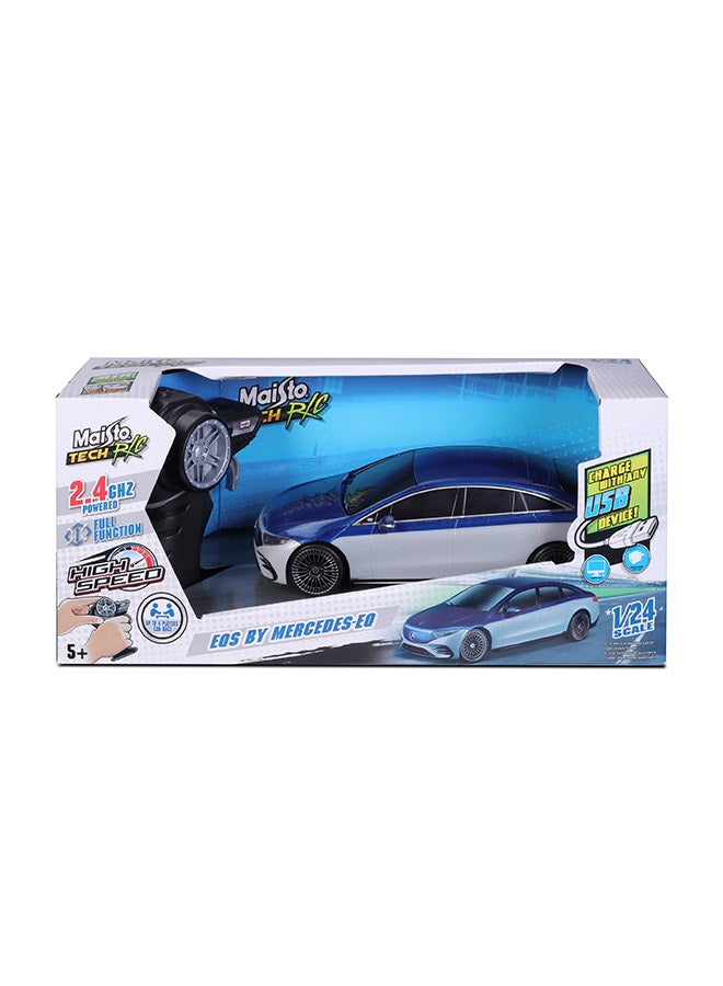 Maisto 1:24 سيارة تحكم عن بعد مرسيدس بنز EQS مات زرقاء فضية 2.4GHz هدية للأطفال والبنات والأولاد سيارة كهربائية سريعة لجميع الأعمار - Image 1