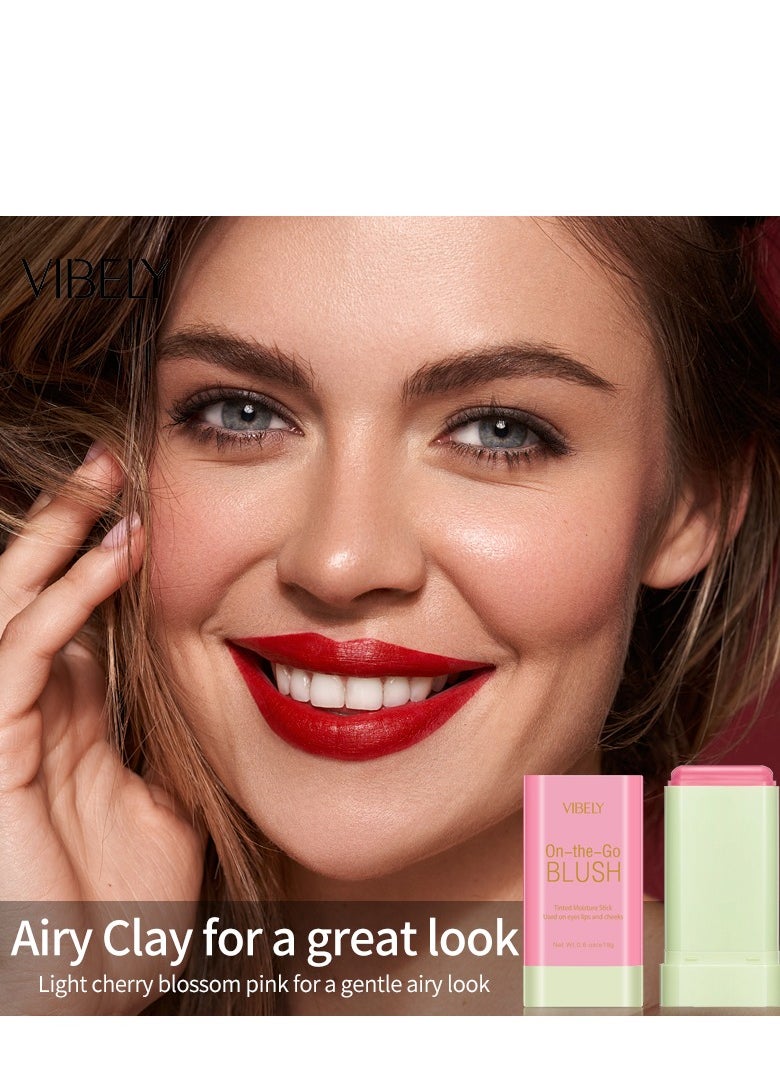 Vibely - Blush Stick Blush Cream for Cheeks Eyes Lips Stick for Brightening, Blush in Natural with Waterproof Sweat-Resistant, Nude Makeup Multi-Use Color Stick Creamy Blush 01 SHY PINK - Image 1