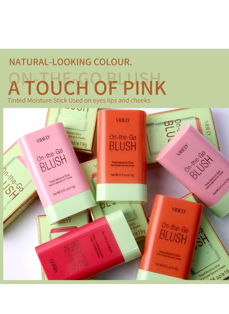 Vibely - Blush Stick Blush Cream for Cheeks Eyes Lips Stick for Brightening, Blush in Natural with Waterproof Sweat-Resistant, Nude Makeup Multi-Use Color Stick Creamy Blush 01 SHY PINK - Image 1