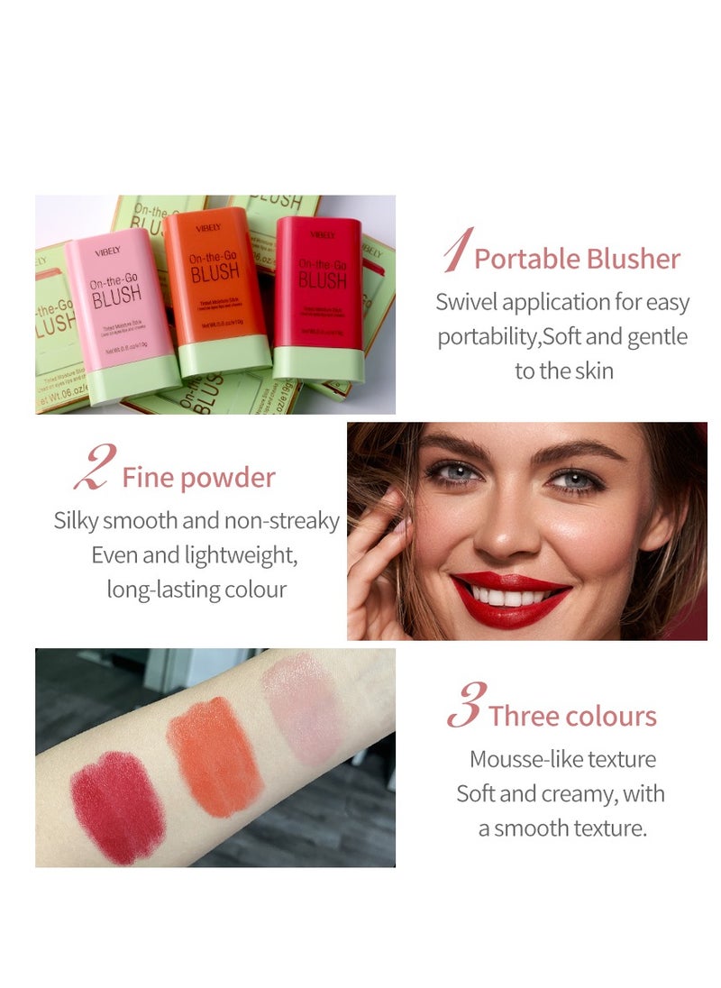 Vibely - Blush Stick Blush Cream for Cheeks Eyes Lips Stick for Brightening, Blush in Natural with Waterproof Sweat-Resistant, Nude Makeup Multi-Use Color Stick Creamy Blush 01 SHY PINK - Image 1
