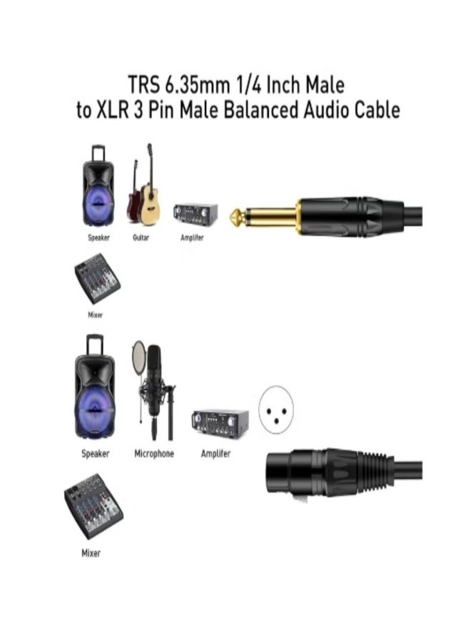 Audio cable from female XLR connector to male 6.5 mm 3 Meter connector for connecting microphones and high-quality audio equipment. - Image 2