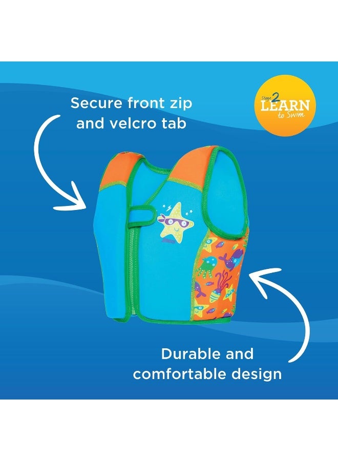 Zoggs Super Star Swim Sure Jacket  Learn to Swim Buoyancy Aid with Removable Float System, Adjustable Safety Zip, Soft Neoprene Fabric for Comfort & Confidence in Water Ages 45 Yrs | 465526-SSEU4-5 - Image 5
