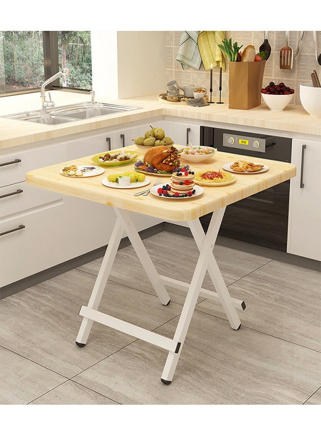 طاولة طعام ساحة خشبية بسيطة حديثة ، طاولة التخييم القابلة للطي المحمولة ، طاولة خشبية متعددة الوظائف ، مناسبة لتناول الطعام المنزلي / المطبخ / التخييم / في الهواء الطلق (أبيض -60 * 60 سم - بدون كراسي) - Image 1