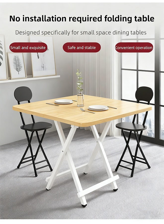 طاولة طعام ساحة خشبية بسيطة حديثة ، طاولة التخييم القابلة للطي المحمولة ، طاولة خشبية متعددة الوظائف ، مناسبة لتناول الطعام المنزلي / المطبخ / التخييم / في الهواء الطلق (أبيض -60 * 60 سم - بدون كراسي) - Image 5