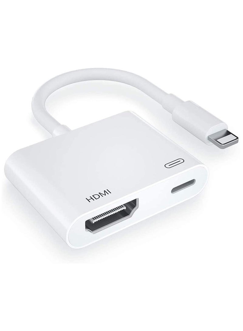 فلوينغ محول HDMI لأجهزة iPhone إلى TV iPad إلى HDMI 1080P HD محول AV رقمي (لا يحتاج إلى طاقة) متوافق مع موصل شاشة مزامنة الفيديو والصوت مع iPhone 14/13/12/11/X/8/iPad/إلى شاشة عرض HDTV - Image 1