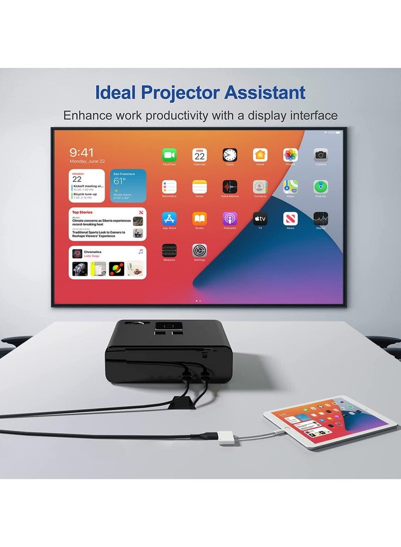 فلوينغ محول HDMI لأجهزة iPhone إلى TV iPad إلى HDMI 1080P HD محول AV رقمي (لا يحتاج إلى طاقة) متوافق مع موصل شاشة مزامنة الفيديو والصوت مع iPhone 14/13/12/11/X/8/iPad/إلى شاشة عرض HDTV - Image 4