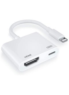 فلوينغ محول HDMI لأجهزة iPhone إلى TV iPad إلى HDMI 1080P HD محول AV رقمي (لا يحتاج إلى طاقة) متوافق مع موصل شاشة مزامنة الفيديو والصوت مع iPhone 14/13/12/11/X/8/iPad/إلى شاشة عرض HDTV  - Image 1