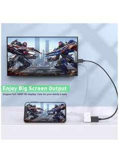 فلوينغ محول HDMI لأجهزة iPhone إلى TV iPad إلى HDMI 1080P HD محول AV رقمي (لا يحتاج إلى طاقة) متوافق مع موصل شاشة مزامنة الفيديو والصوت مع iPhone 14/13/12/11/X/8/iPad/إلى شاشة عرض HDTV  - Image 3