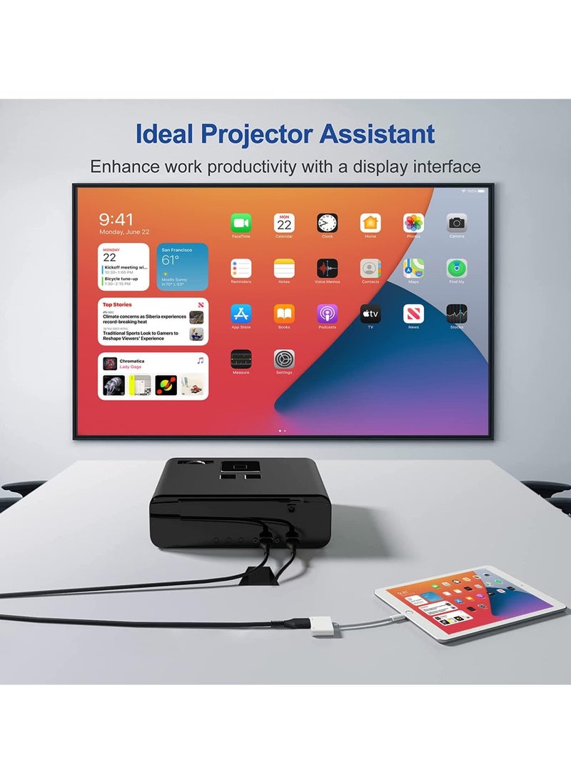فلوينغ - محول HDMI لأجهزة iPhone إلى TV iPad إلى HDMI 1080P HD محول AV رقمي (لا يحتاج إلى طاقة) متوافق مع موصل شاشة مزامنة الفيديو والصوت مع iPhone 14/13/12/11/X/8/iPad/إلى شاشة عرض HDTV - Image 1