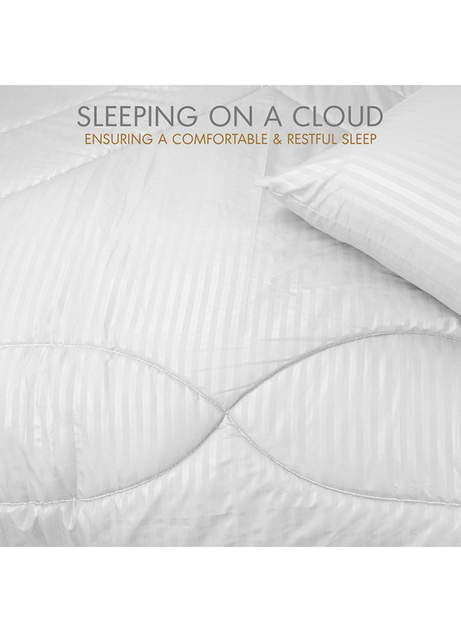 Hotel Linen Klub Hotel Linen Klub Down Alternative Comforter  Set -Ultra Soft Brushed Stripe Microfiber Fabric, 200GSM Soft Fibersheet Filling, Size :Single 160 x 200cm , Color: White  - Image 4