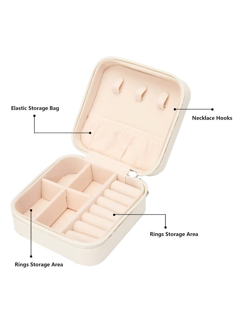 فيندكس صندوق مجوهرات صغير، منظم خواتم، قلادة، قرط، عقد، سوار، حامل تخزين مجوهرات صغير محمول للنساء - Image 2