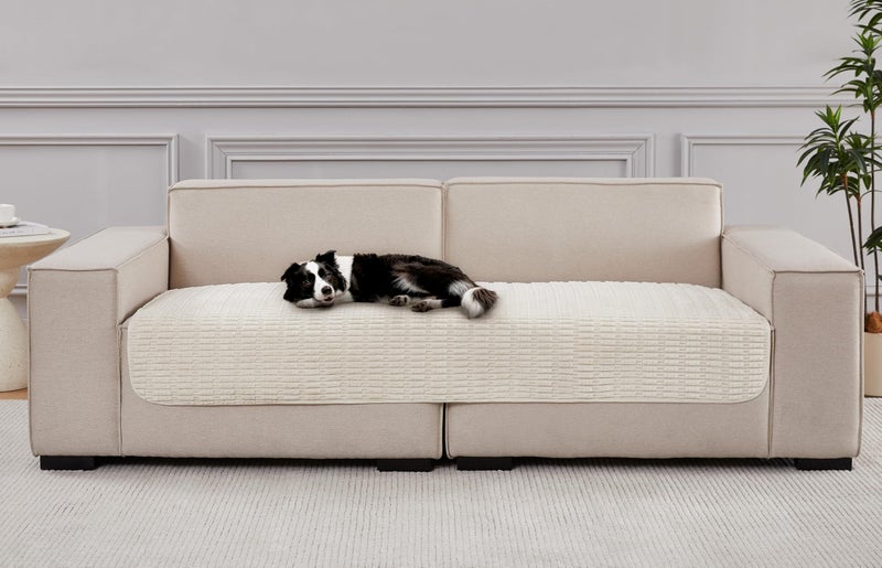 Meider Couch Covers Sofa Seat Covers, 33x70 inch Anti-Slip Dog Mat Pet Pad Blanket for Sofa Chair Recliner Bed Furniture Protector Washable (Cream White) - Image 1