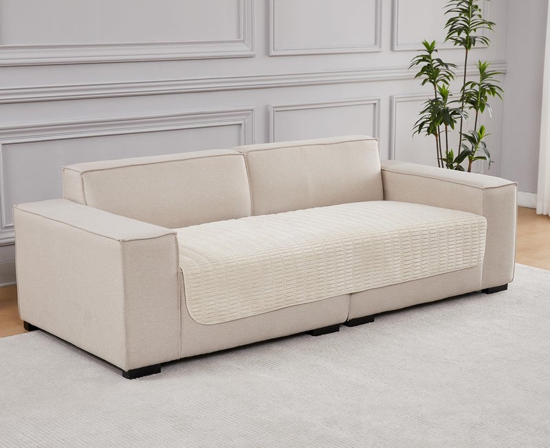 Meider Couch Covers Sofa Seat Covers, 33x70 inch Anti-Slip Dog Mat Pet Pad Blanket for Sofa Chair Recliner Bed Furniture Protector Washable (Cream White) - Image 2