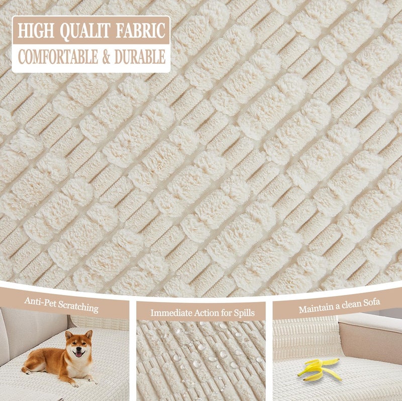 Meider Couch Covers Sofa Seat Covers, 33x70 inch Anti-Slip Dog Mat Pet Pad Blanket for Sofa Chair Recliner Bed Furniture Protector Washable (Cream White) - Image 5