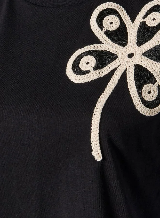 تواكستريمز 2Xtremz Regular Fit Cotton T shirt with Crochet Detail