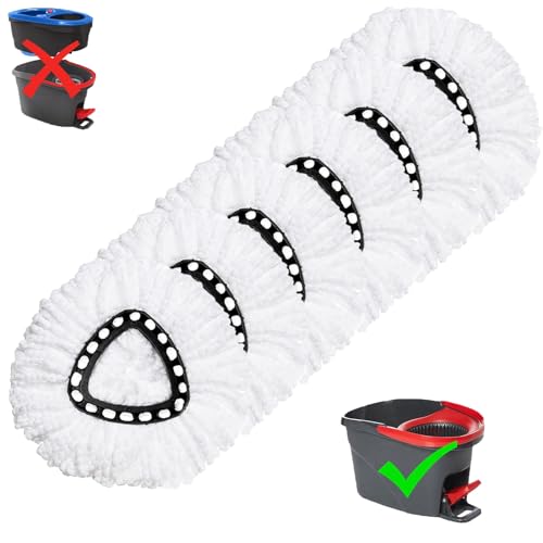HANZENMA 6 Pack Mop Replacement Heads for O-Ceda EasyWrin Spin Mop, Microfiber Spin Mop Refills, Easy Cleaning Mop Head Replacement White - Image 1