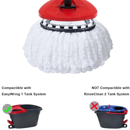 HANZENMA 6 Pack Mop Replacement Heads for O-Ceda EasyWrin Spin Mop, Microfiber Spin Mop Refills, Easy Cleaning Mop Head Replacement White - Image 2