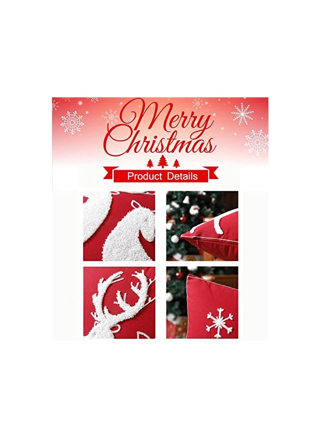 The Bros Christmas Pillow Covers 45x45, Pure Cotton Christmas Style Pillowcase, Soft Red Zippered Sofa Pillow Protective Case, Dustproof Pillow Protector for Christmas Day Home Decoration (A/B/C/D) - Image 2