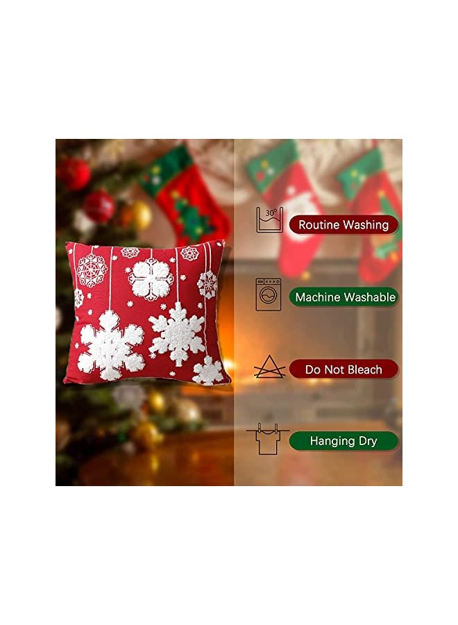 The Bros Christmas Pillow Covers 45x45, Pure Cotton Christmas Style Pillowcase, Soft Red Zippered Sofa Pillow Protective Case, Dustproof Pillow Protector for Christmas Day Home Decoration (A/B/C/D) - Image 3