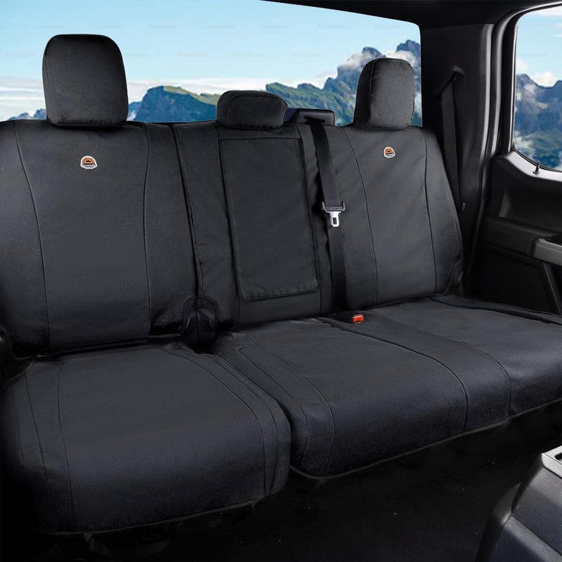 Coverado Rear Car Seat Covers, Waterproof Canvas Seat Protector for Car Seat Cushions for Kids & Dogs, Seat Covers Compatible with 2015-2026 Ford F150 & 2017-2026 Ford F250 F350 F450(Black, 2PCS) - Image 1