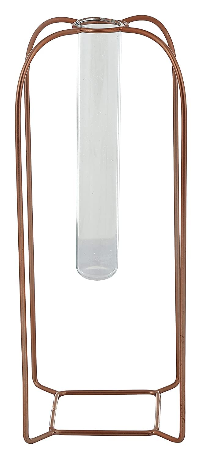House of Sajja Vertical Shaped Metal Planter with Test Tube for Showcasing Your Plants (Rose Gold Color) - Image 2