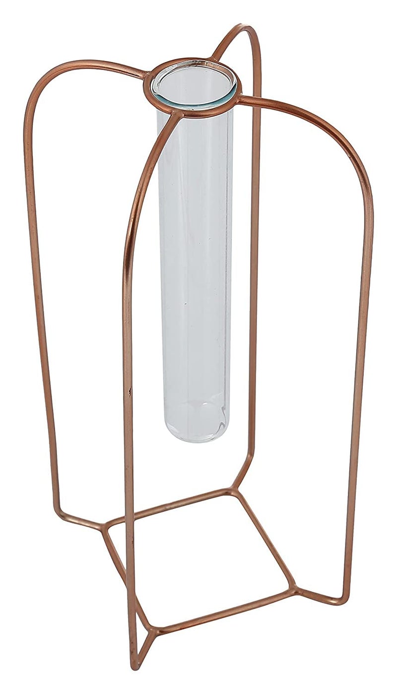House of Sajja Vertical Shaped Metal Planter with Test Tube for Showcasing Your Plants (Rose Gold Color) - Image 5