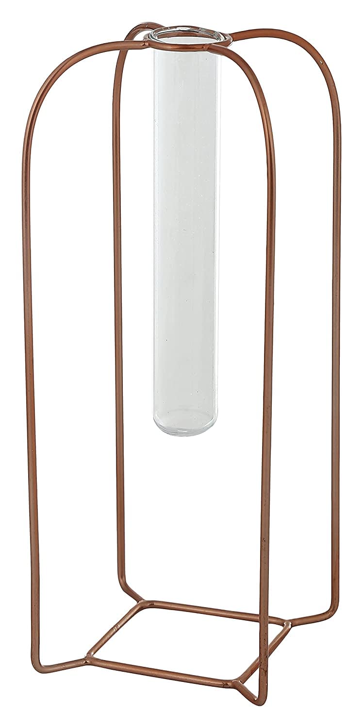 House of Sajja Vertical Shaped Metal Planter with Test Tube for Showcasing Your Plants (Rose Gold Color) - Image 3