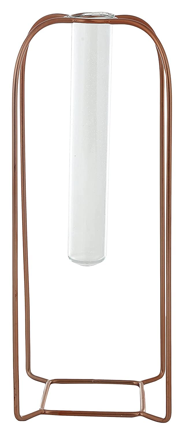 House of Sajja Vertical Shaped Metal Planter with Test Tube for Showcasing Your Plants (Rose Gold Color) - Image 4