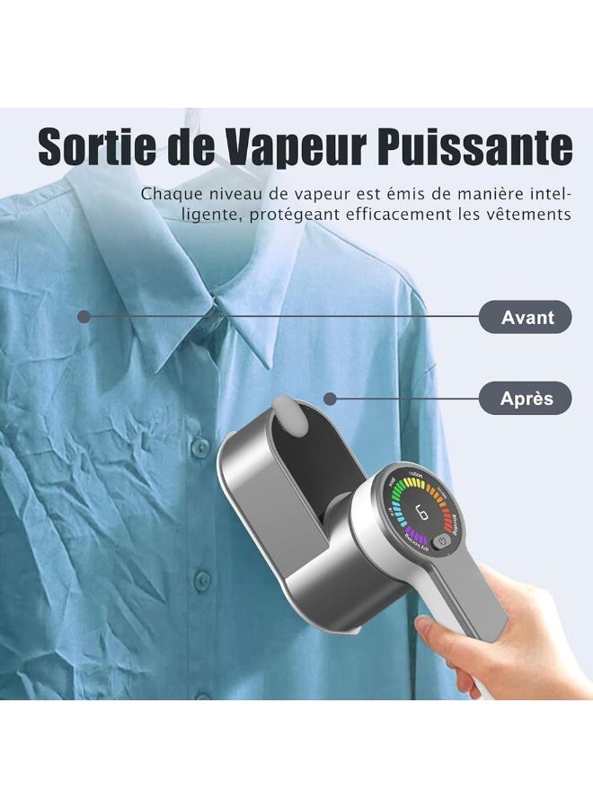 BlueFire Travel Iron Handheld Steam Iron 2-in-1 Portable Clothes Steamer with LCD Display – 1200W Fast Heating Mini Steam Iron for Home & Travel | 6 Steam Levels, 5 Sec Heat-Up, 180° Rotating Head, “V” Tip Design | Compact Lightweight Wrinkle Remover for Garments, Shirts, Dresses & Curtains – Smart LED Display, Dual Dry/Wet Ironing, 120ml Water Tank - Image 5