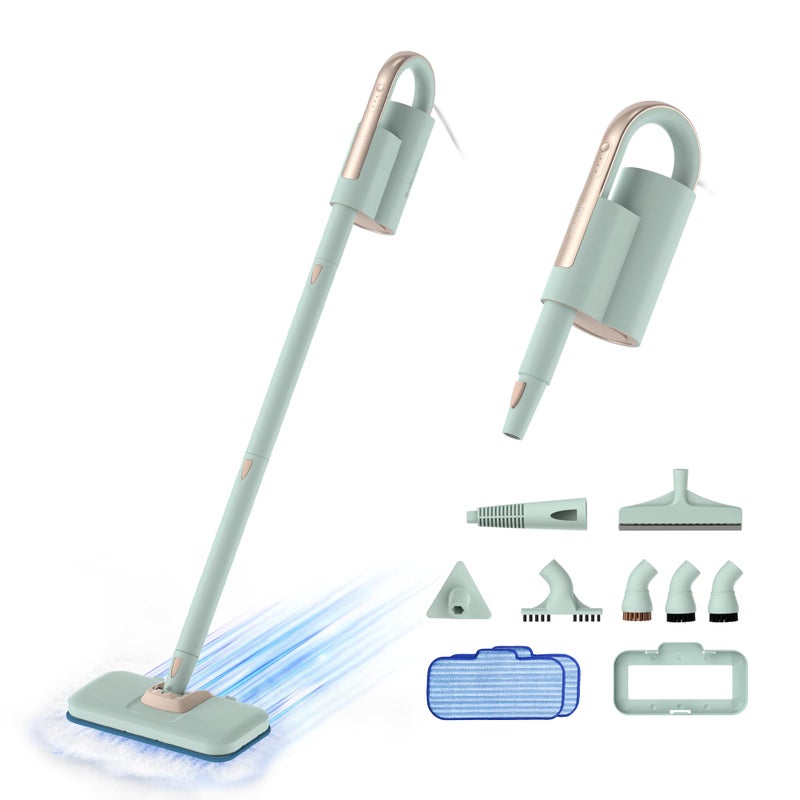 Newbealer Steam Mop & Detachable Handheld Cleaner, 250ml 1200W Powerful Floor Steamer, 3 Adjustable Levels for Carpet Laminate Hardwood Grout, Carpet Glider, 7 Multi-purpose Accessories & 2 Pads - Image 1