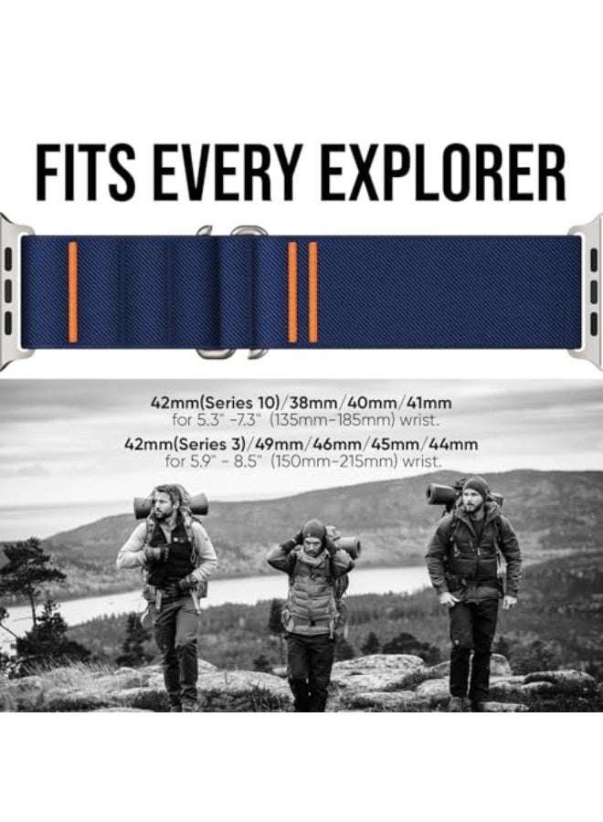 أساور رياضية متوافقة مع ساعة أبل الترا 49 مم 45 مم 44 مم 42 مم 38 مم 40 مم 41 مم للرجال والنساء، حزام حلقة رياضية مرنة من النايلون مع خطاف S لسلسلة آي واتش الترا SE 10 9 8 7 6 5 4 3 2 1. - Image 5