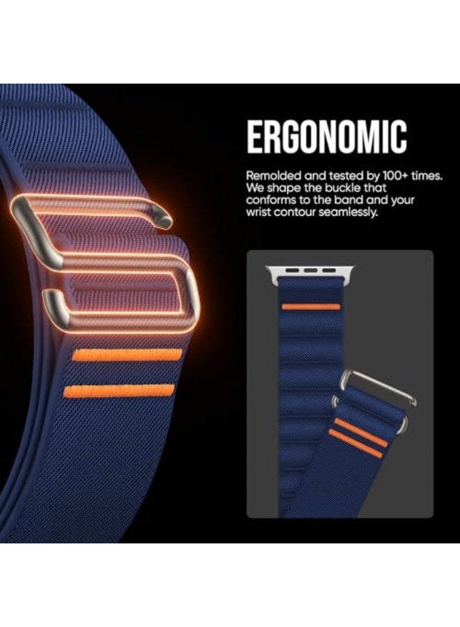 أساور رياضية متوافقة مع ساعة أبل الترا 49 مم 45 مم 44 مم 42 مم 38 مم 40 مم 41 مم للرجال والنساء، حزام حلقة رياضية مرنة من النايلون مع خطاف S لسلسلة آي واتش الترا SE 10 9 8 7 6 5 4 3 2 1. - Image 3