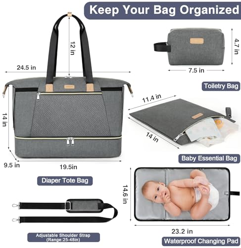 ITIEZY Diaper Bag Tote for Baby - Large Mommy Bag with Portable Changing Pad, Multifunctional Hospital Bags Travel Bag for Mom Dad - Image 3