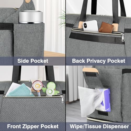 ITIEZY Diaper Bag Tote for Baby - Large Mommy Bag with Portable Changing Pad, Multifunctional Hospital Bags Travel Bag for Mom Dad - Image 5