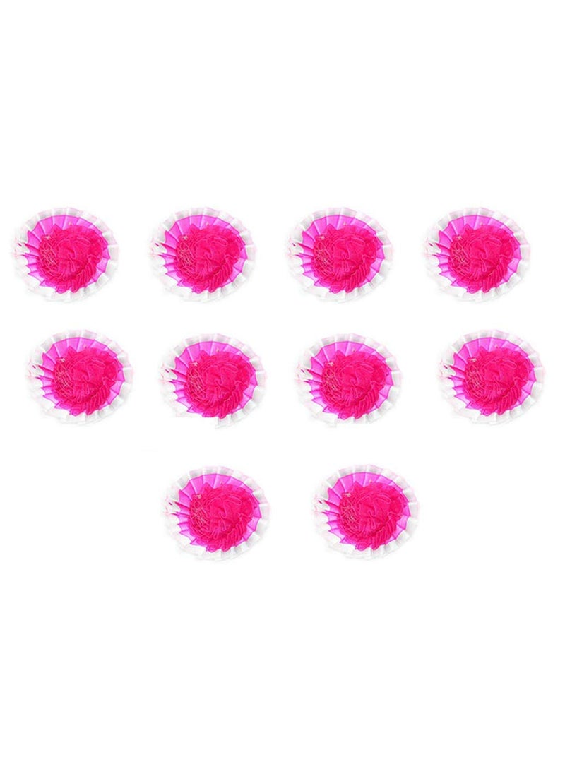 GOELX Goelx Ribbon Mesh Flowers Bows Patches Appliques for Decoration Works, Art & Craft, Packaging & All DIY Creativity - 10 Pcs - Pink  - Image 1