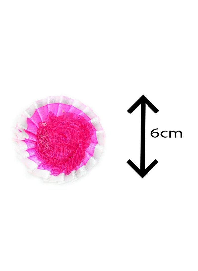 GOELX Goelx Ribbon Mesh Flowers Bows Patches Appliques for Decoration Works, Art & Craft, Packaging & All DIY Creativity - 10 Pcs - Pink  - Image 3