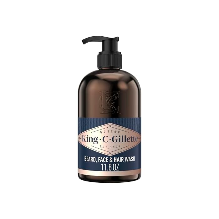 King C. Gillette Beard Wash, Mens Face Wash, 11.8 oz, Infused with Argan Oil and Avocado Oil to Cleanse Hair and Skin
