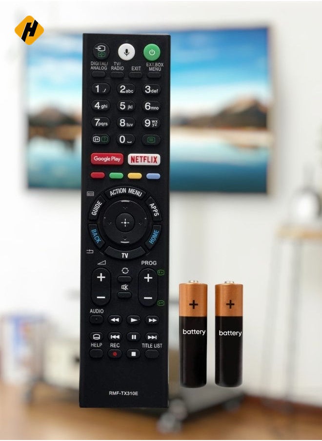 HuHa - Remote Control RMF-TX310E Replacement for Sony Bravia LED LCD TV KD-43XF8096 KD-43XF8505 KD-43XF8577 KD-43XF8588 KD-43XF8596 KD-43XF8599 KD-43XF8796 KD-499 XE800 4 KD-49XE8005 with battery - Image 1