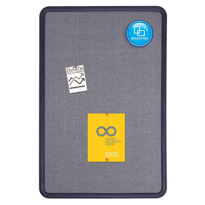 Quartet لوحة إعلانات رباعية، قماش، 3 × 2 قدم، لوحات إعلانات مكتبية، إطار بلاستيكي أزرق بحري (7693BE) - Image 3