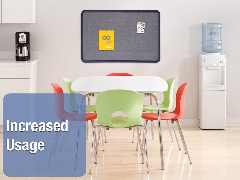 Quartet لوحة إعلانات رباعية، قماش، 3 × 2 قدم، لوحات إعلانات مكتبية، إطار بلاستيكي أزرق بحري (7693BE) - Image 2