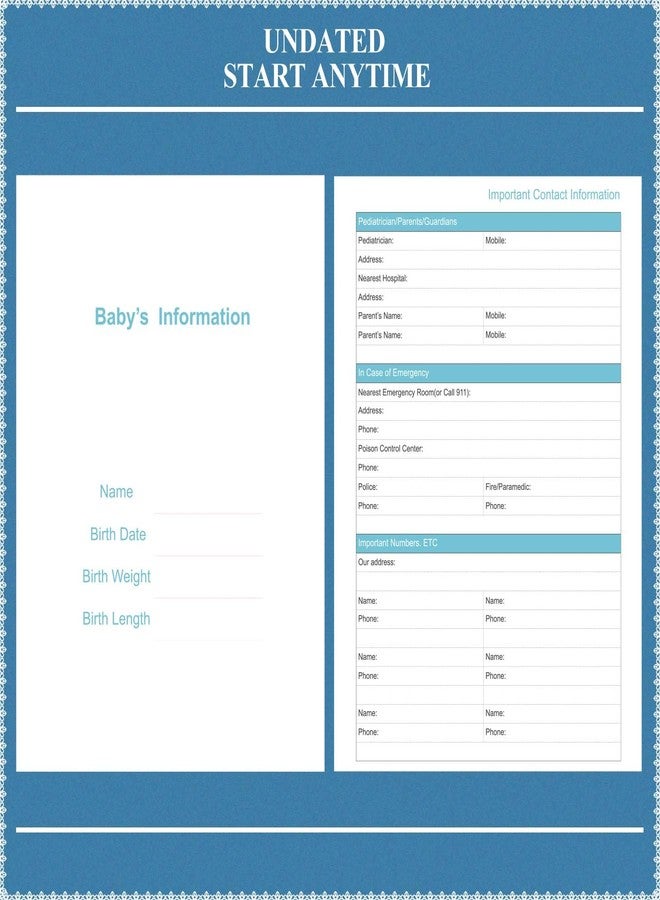 Tiankool Baby's Daily Care Planner - A5 Newborn Baby Log Book for Tracking Daily Routine, 152 Easy-to-Use Pages to Monitor Nursing, Sleep, Feeding, Diapers, Pumping, and More - Marine Blue - Image 4