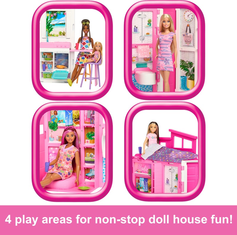 Barbie Getaway House, Doll House Playset with 4 Play Areas and 11 Decor Accessories - Image 5