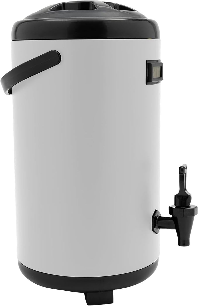 Insulated Beverage Dispenser, 12L/3.17Gal 201 Stainless Steel Coffee Dispenser with Pump, Insulating Time About 12h Large Thermos Pot with Electronic Screen for Cold and Hot Drinks (White) - Image 3