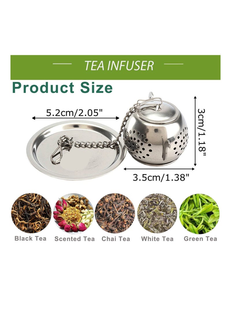 SYOSI - Tea Infuser for Loose, Tea Steeper Stainless Steel, Tea Strainer with Lid and Drip Tray, Reusable Tea Filter Mesh Loose Leaf Strainer, for Loose Leaves, Tea Leaves, Spices, Etc, Best Gift( 2Pcs ) - Image 1