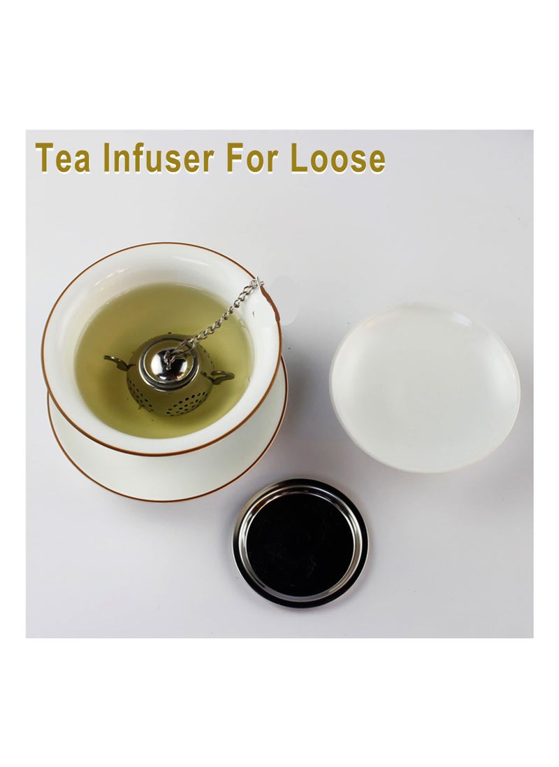 SYOSI - Tea Infuser for Loose, Tea Steeper Stainless Steel, Tea Strainer with Lid and Drip Tray, Reusable Tea Filter Mesh Loose Leaf Strainer, for Loose Leaves, Tea Leaves, Spices, Etc, Best Gift( 2Pcs ) - Image 1