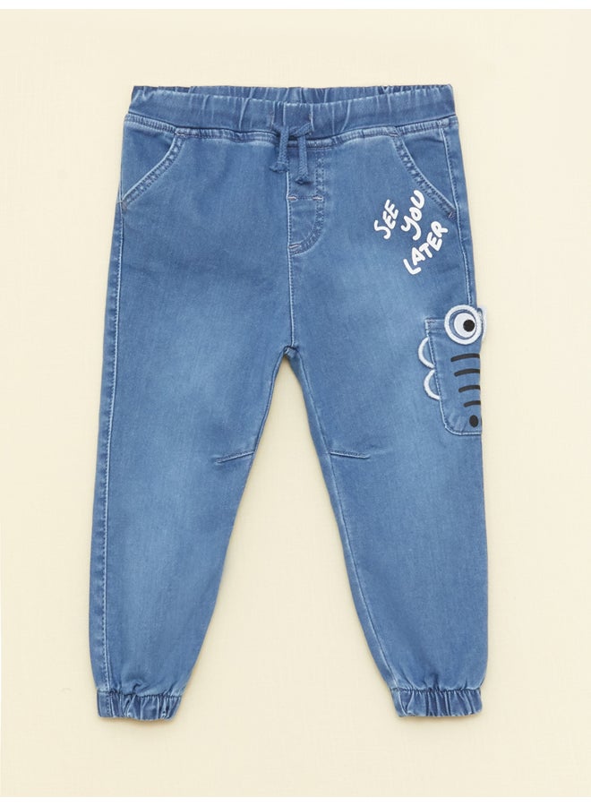 LC WAIKIKI Elastic Waist Printed Baby Boy Denim Trousers  - Image 1